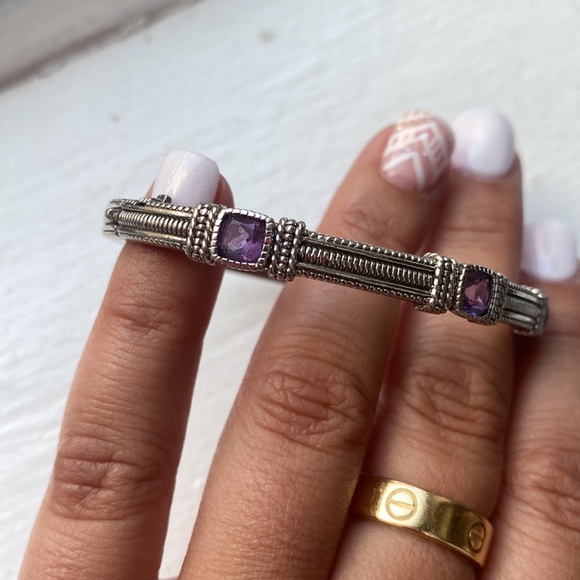 Judith Ripka bracelet amethyst stone and silver - Picture 2 of 5